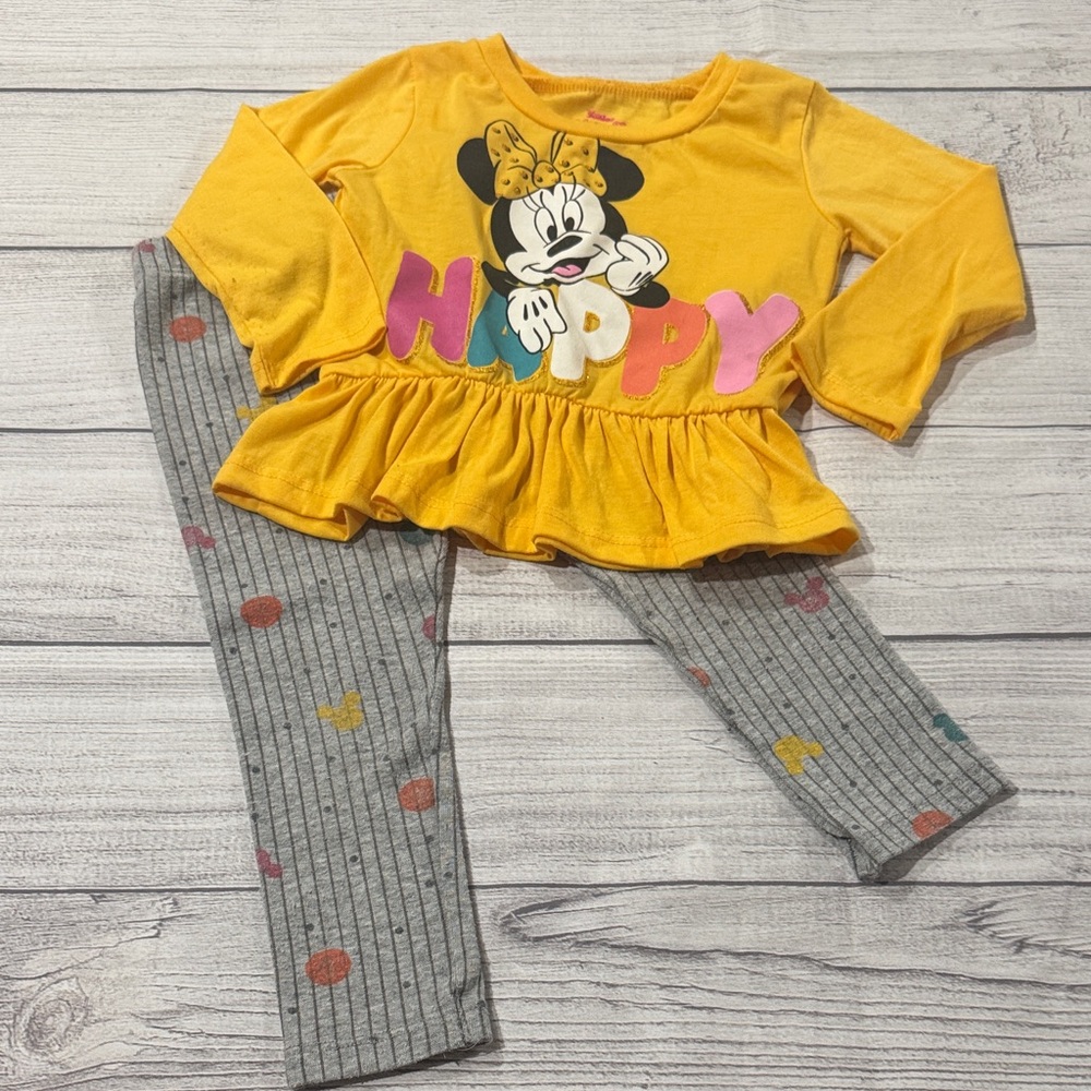 Disney Junior Toddler Girls Minnie Mouse Top with Gray Print Leggings